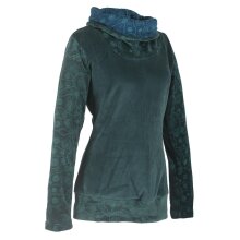 Vishes Damen Rollkragen Samtpullover Sweater aus Baumwolle bedruckt türkis 38