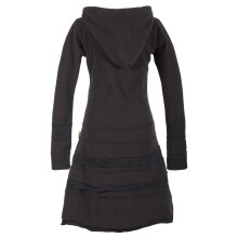 Vishes Langer Damen Patchwork Eco Recycling Fleecemantel mit Kapuze schwarz 36