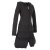 Vishes Langer Damen Patchwork Eco Recycling Fleecemantel mit Kapuze schwarz 46-48