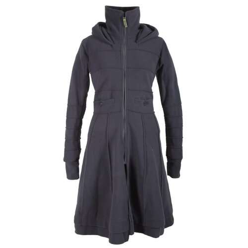 Vishes Langer Damen Fleecemantel mit Kapuze und Stehkragen grau 42