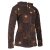 Vishes - Bestickte Damen Blumen Patchworkjacke Hoodie aus Baumwolle mit Zipfelkapuze braun 42