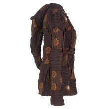 Vishes - Bestickte Damen Blumen Patchworkjacke Hoodie aus Baumwolle mit Zipfelkapuze braun 50
