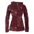 Vishes - Bestickte Damen Blumen Patchworkjacke Hoodie aus Baumwolle mit Zipfelkapuze dunkelrot 38-40