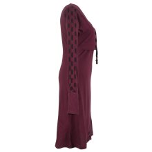 Vishes Langarm Damen Winter Stillkleid Knielang aus Biobaumwolle zum Schnüren dunkelrot 36