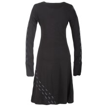 Vishes Langarm Damen Winter Stillkleid Knielang aus Biobaumwolle zum Schnüren schwarz 36