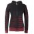 Vishes Gestreifte Damen Patchworkjacke Kapuzenjacke Hoodie Baumwolle mit Cutwork schwarz-dunkelrot 38