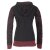 Vishes Gestreifte Damen Patchworkjacke Kapuzenjacke Hoodie Baumwolle mit Cutwork schwarz-dunkelrot 38