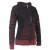 Vishes Gestreifte Damen Patchworkjacke Kapuzenjacke Hoodie Baumwolle mit Cutwork schwarz-dunkelrot 38