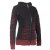 Vishes Gestreifte Damen Patchworkjacke Kapuzenjacke Hoodie Baumwolle mit Cutwork schwarz-dunkelrot 46-48