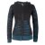 Vishes Gestreifte Damen Patchworkjacke Kapuzenjacke Hoodie Baumwolle mit Cutwork schwarz-türkis 36