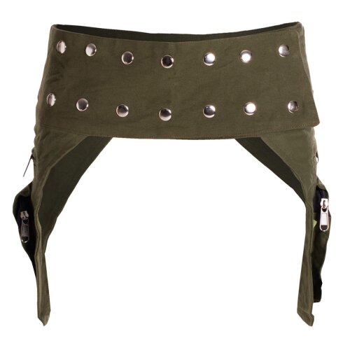 Vishes Doppel Holster Hüfttasche Bauchtasche Holster Sidebag Gürteltasche Festivaltasche Hippie Goa olive