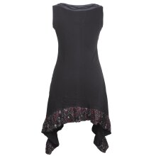 Vishes Armloses Hippie Zipfelkleid aus Baumwolle mit V-Ausschnitt und Rüschen schwarz 48