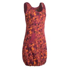 Vishes Ärmelloses mit Blumen Bedrucktes Ballonkleid mit Taschen dunkelrot 44-46