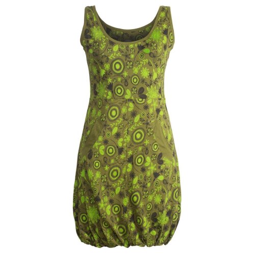Vishes Ärmelloses mit Blumen Bedrucktes Ballonkleid mit Taschen olive 44-46