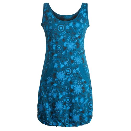 Vishes Ärmelloses mit Blumen Bedrucktes Ballonkleid mit Taschen türkis 36-38