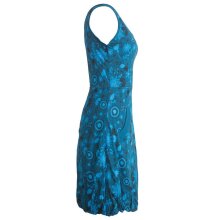 Vishes Ärmelloses mit Blumen Bedrucktes Ballonkleid mit Taschen türkis 36-38