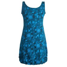 Vishes Ärmelloses mit Blumen Bedrucktes Ballonkleid mit Taschen türkis 42