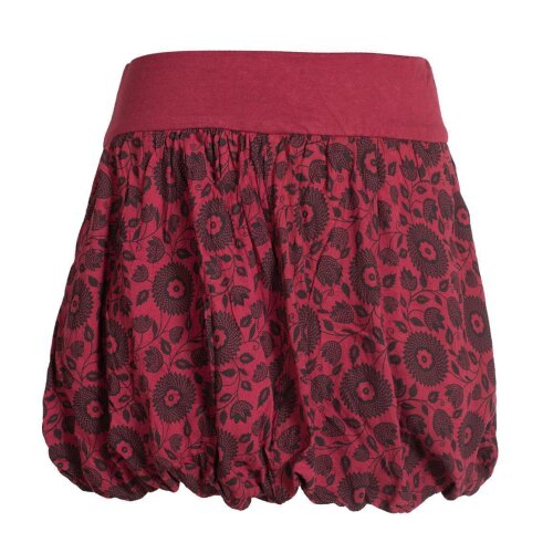 Vishes Damen Ballon-Rock mit Blumen und Taschen dunkelrot 44