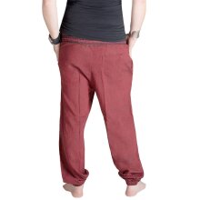 Vishes Chino Haremshose Einheitsgröße mit dehnbarem gestreiften Bund und Taschen dunkelrot