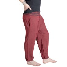 Vishes Chino Haremshose Einheitsgröße mit dehnbarem gestreiften Bund und Taschen dunkelrot