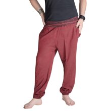 Vishes Chino Haremshose Einheitsgröße mit dehnbarem gestreiften Bund und Taschen dunkelrot