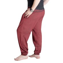 Vishes Chino Haremshose Einheitsgröße mit dehnbarem gestreiften Bund und Taschen dunkelrot