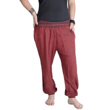 Vishes Chino Haremshose Einheitsgröße mit dehnbarem gestreiften Bund und Taschen dunkelrot