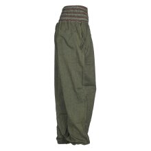 Vishes Chino Haremshose Einheitsgröße mit dehnbarem gestreiften Bund und Taschen olive