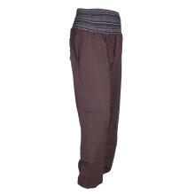 Vishes Chino Haremshose Einheitsgröße mit dehnbarem gestreiften Bund und Taschen braun