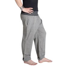Vishes Chino Haremshose Einheitsgröße mit dehnbarem gestreiften Bund und Taschen grau
