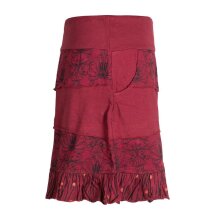 Vishes Damen Patchwork Rüschen-Rock mit Breitem Dehnbarem Bund und Taschen dunkelrot 38