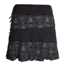 Vishes Damen Patchwork Rüschen-Rock mit Breitem Dehnbarem Bund und Taschen schwarz 44