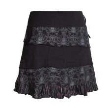 Vishes Damen Patchwork Rüschen-Rock mit Breitem Dehnbarem Bund und Taschen schwarz 44