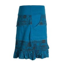 Vishes Damen Patchwork Rüschen-Rock mit Breitem Dehnbarem Bund und Taschen türkis 44