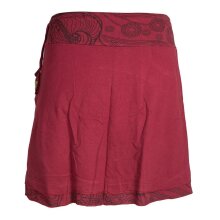 Vishes Kurzer Lagen-Look Baumwoll-Rock Bedruckter Breiter Bund mit Taschen dunkelrot 44