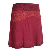 Vishes Kurzer Lagen-Look Baumwoll-Rock Bedruckter Breiter Bund mit Taschen dunkelrot 44