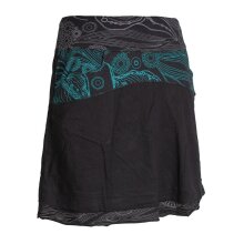 Vishes Kurzer Lagen-Look Baumwoll-Rock Bedruckter Breiter Bund mit Taschen schwarz 46