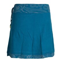 Vishes Kurzer Lagen-Look Baumwoll-Rock Bedruckter Breiter Bund mit Taschen türkis 40