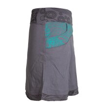 Vishes Kurzer Lagen-Look Baumwoll-Rock Bedruckter Breiter Bund mit Taschen grau 44