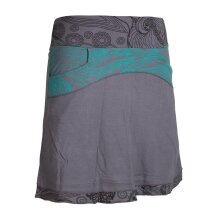 Vishes Kurzer Lagen-Look Baumwoll-Rock Bedruckter Breiter Bund mit Taschen grau 44