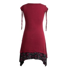 Vishes Ärmelloses Lagenlook Elfen Zipfelkleid aus Baumwolle dunkelrot 34