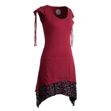 Vishes Ärmelloses Lagenlook Elfen Zipfelkleid aus Baumwolle dunkelrot 34