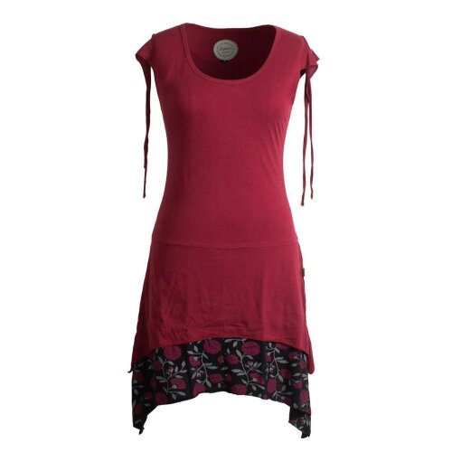 Vishes Ärmelloses Lagenlook Elfen Zipfelkleid aus Baumwolle dunkelrot 46-48