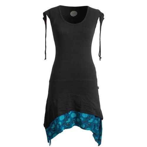 Vishes Ärmelloses Lagenlook Elfen Zipfelkleid aus Baumwolle schwarz 40-42