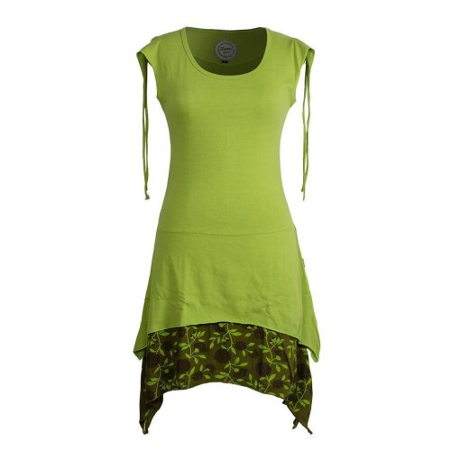 Vishes Ärmelloses Lagenlook Elfen Zipfelkleid aus Baumwolle hellgrün 34