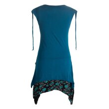 Vishes Ärmelloses Lagenlook Elfen Zipfelkleid aus Baumwolle türkis 32