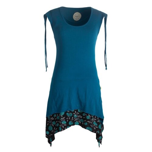 Vishes Ärmelloses Lagenlook Elfen Zipfelkleid aus Baumwolle türkis 46