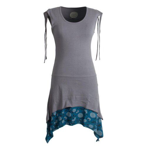 Vishes Ärmelloses Lagenlook Elfen Zipfelkleid aus Baumwolle grau 34