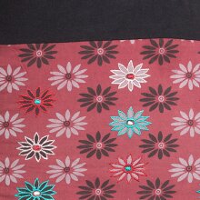 Vishes Damen Baumwoll-Rock mit 70er Jahre Retro Blumen bedruckt und Taschen dunkelrot 36