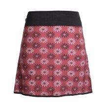 Vishes Damen Baumwoll-Rock mit 70er Jahre Retro Blumen bedruckt und Taschen dunkelrot 36